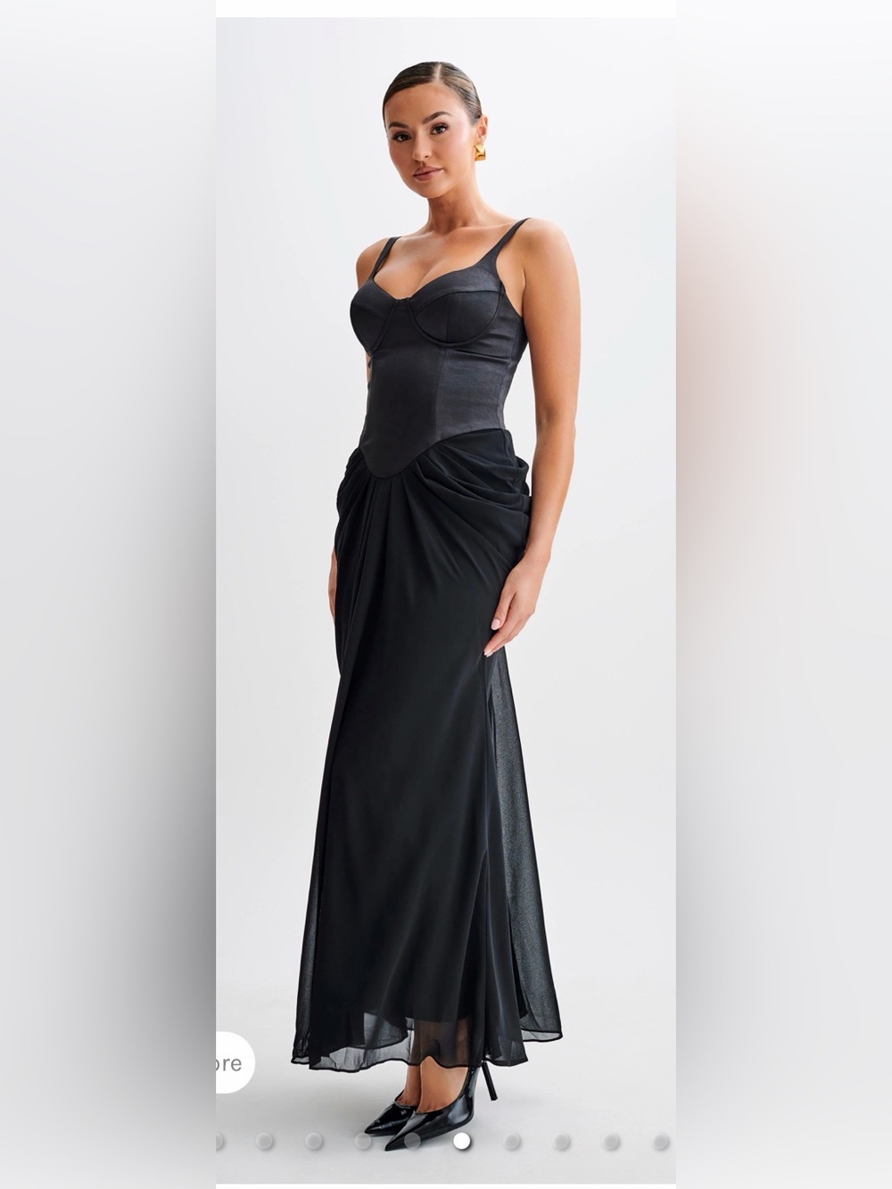Meshki Leila Satin Corset Maxi Dress Black